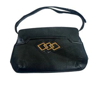 Martin Van Schaak Purse Handbag Vintage Black Lizard
